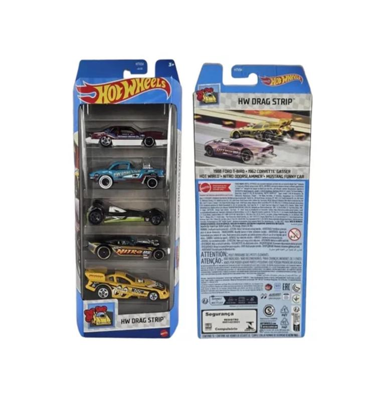 Hot Wheels Pack com 5 Carrinhos HW Drag Strip HTV54 - Mattel